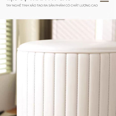 Ghế đôn sofa, ghế bàn trang điểm bọc nỉ màu trắng sang trọng thương hiệu IGA - GC45
