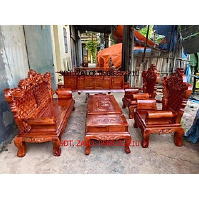 Bàn Ghế Luois Hoàng Gia gỗ Xà Cừ Đỏ