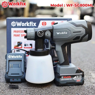 Máy phun sơn pin WORKFIX WF-SG800M, Bình 800ml - 650ml/phút, 2 Kiểu phun - Bảo hành 12 tháng