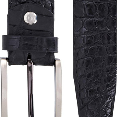 Thắt Lưng Nam Da Cá Sấu Nguyên Con Đầu Kim Bát Gài Huy Hoàng HT4762 - Đen