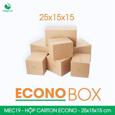 MEC19 - 25x15x15 cm - Combo 100 thùng hộp carton trơn siêu tiết kiệm ECONO