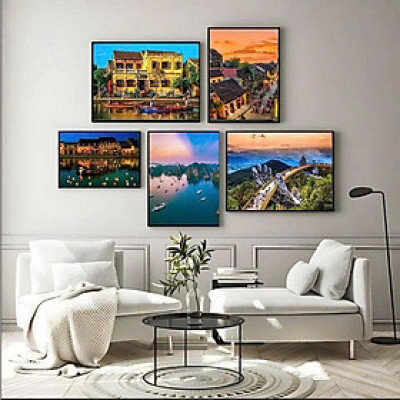 (CÓ ẢNH THẬT)Tranh phố cổ Hôi An, tranh treo tường trang trí quán ăn, nhà hàng, khách sạn