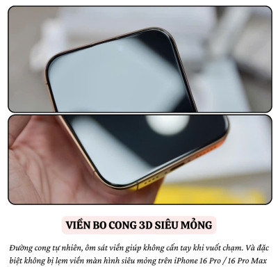 Dán kính cường lực 3D Full màn hình không lẹm viền cho iPhone 16 15 14 13 Pro Max / 16E 15 14 Plus hiệu WIWU Curved 3D -  Chống Trầy, Cảm Ứng Mượt, Phủ nano chống bẩm - Hàng nhập khẩu