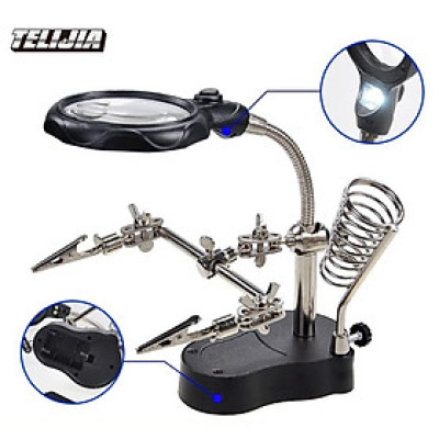 Kính Lúp Kẹp Hàn Mạch Điện Tử - Đèn LED Sáng, Loại Tốt, Chắc Chắn