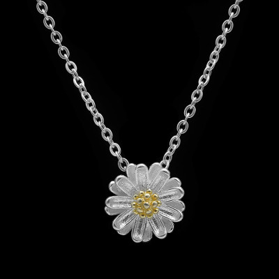 Dây Và Mặt Dây Chuyền Bạc Hiểu Minh DMD240 hoa cúc bạc ý
