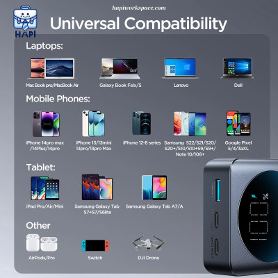 Sạc dự phòng hàng chính hãng Joyroom 65W 20.000mAh JR-PBF04, Laptop, màn hình %pin