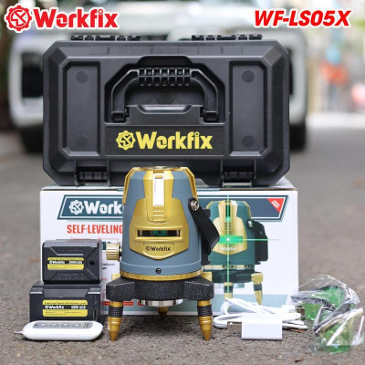 Có Remote + Xoay 360 Độ] Máy Cân Bằng Laser 5 Tia Xanh Workfix WF-LS05X - 2 Pin 3000mAh, 6000mAh - Đèn Led Siêu Sáng - Bảo Hành 6 Tháng