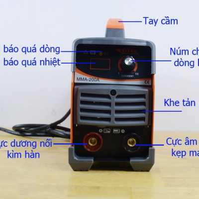 MÁY HÀN QUE ĐIỆN TỬ BTEC MMA-200A (CHUYÊN KÉO QUE 3.2, CÓ ĐỒNG HỒ)- CHÍNH HÃNG