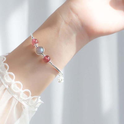 Vòng tay bạc đá thiên nhiên phối charm vương miệng - Ngọc Quý Gemstones