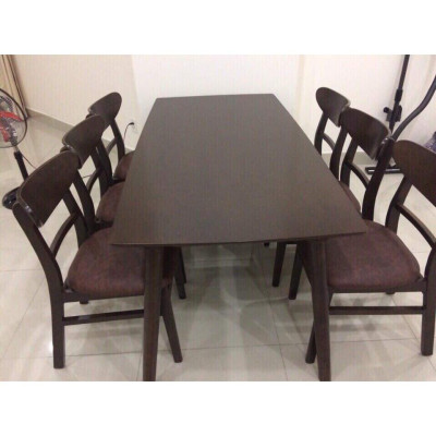 Bộ bàn ăn mango nâu 1m65 + 6 ghế mango  Thương hiệu Nội Thất Bình Long 