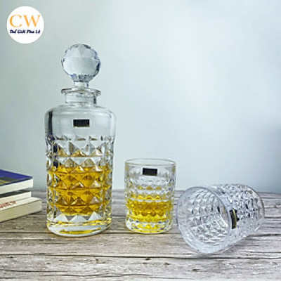 Bộ Bình Ly Rượu Mạnh Whisky Pha Lê Tiệp Khắc Crystalite Bohemia Diamond