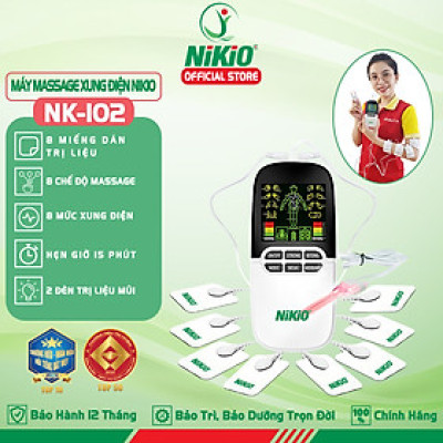 Máy Massage Xung Điện Trị Liệu Nikio NK-102 - 8 Miếng Dán Mát Xa Giảm Đau Nhức Toàn Thân Với Công Nghệ Điện Xung Mới - Đèn Hồng Ngoại Hỗ Trợ Trị Viêm Mũi Dị Ứng, Viêm Xoang - Pin Sạc Không Dây Tiện Lợi