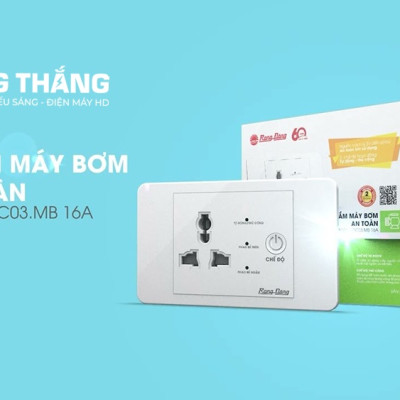 Ổ Cắm Máy Bơm An Toàn Rạng Đông OC03.MB 16A  - Ổ Cắm Chống Giật Cấp N guồn 5V Cho Phao Điện - Công Suất 1500W