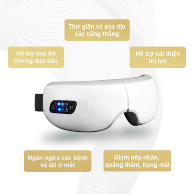 Máy Massage Mắt Thông Minh Eyes Care - Massage Mắt Công Nghê Cao Bằng Túi Khí Đôi, Massage Rung Tần Số - Máy Massage Mắt Tích Hợp Bluetooth Nghe Nhạc - Giảm Mỏi, Khô Mắt, Quầng Thâm - Cải Thiện Giấc Ngủ 