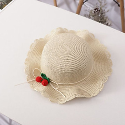Mũ cói cherry cho bé gái đi biển dễ thương 2- 6 tuổi
