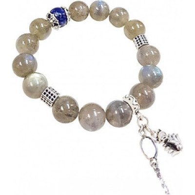 Vòng Tay Laliz Mệnh Kim Thủy Đá Mặt Trăng Mix Charm Con Chồn Đá 