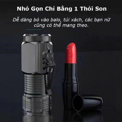 Đèn Pin Cầm Tay Siêu Sáng Mini Có Sạc USB Chiếu Xa 5 Chế Độ Sáng, Pin Trâu Chống Thấm Nước, Tiện Dụng – Hàng Nhập Khẩu