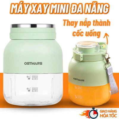 Máy Xay Sinh Tố Cầm Tay Mini Ostmars Sạc Tích Điện Dung Tích 500ml Đa Năng Nhỏ Gọn