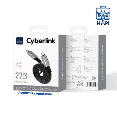 Cáp sạc hàng chính hãng WiWU Cyperlink Type-C to L Wi-C077 dây dù nylon siêu bền, truyền đẫn ổn định