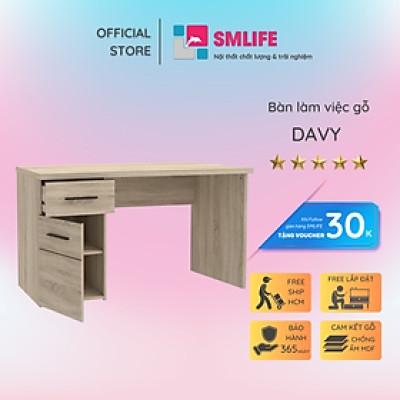 Bàn Học Gỗ Đôi Cho Bé Đẹp Đơn Giản SMLIFE Davy