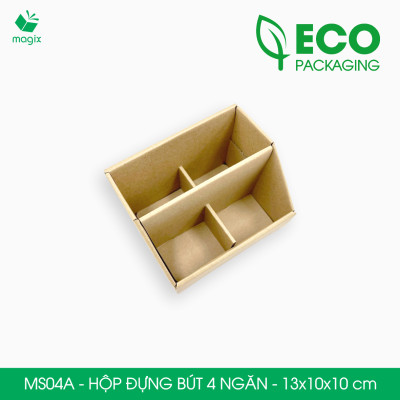MS04A - Hộp đựng bút 4 ngăn đa năng bằng giấy carton - Kệ đựng bút để bàn