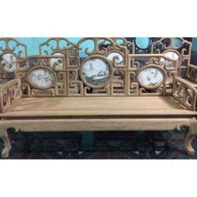 Bộ Bàn Ghế Giả Cổ Móc Mỏ Khảm Đá Gỗ Gụ