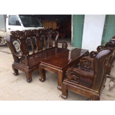 Bộ ghế quốc đào gỗ tràm tay 10