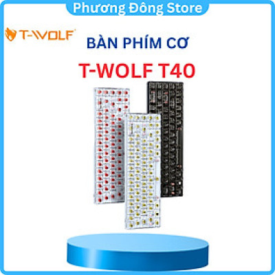 KEYBOARD T-WOLF T40 Phím cơ Red Switch trong suốt (ĐỎ/VÀNG/ĐEN) (68 Red Switch Keys, 8 Lamb effects, Silent, USB, 160cm) - Hàng chính hãng