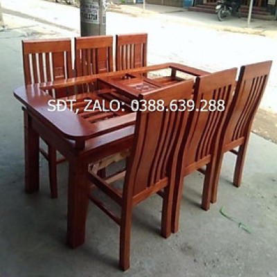 Siêu SALE: Mẫu bàn ăn xoan ta gia đình giá rẻ ( bàn ăn 80x160 kết hợp cùng 6 ghế)