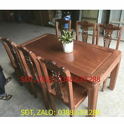 Bộ Bàn Ăn 80x1m6 Ghế Đàn Tỳ Bà Gỗ Xoan Đào ( Cao Cấp)