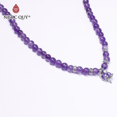 Vòng 3 line đá thạch anh tím phối hồ ly 6mm mệnh hỏa, thổ - Ngọc Quý Gemstones