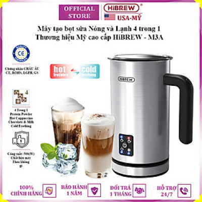 Máy tạo bọt sữa Nóng và Lạnh 4 trong 1 thương hiệu Mỹ HiBREW M3A - Hàng nhập khẩu