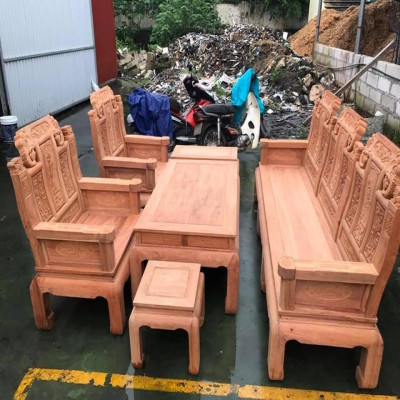 Bộ Bàn Ghế Âu Á Chương Voi Tay Như Ý Gỗ Hương Đá