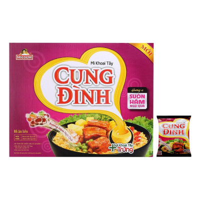 Thùng 30 Gói Mì Khoai Tây Cung Đình Hương Vị Sườn Hầm Ngũ quả