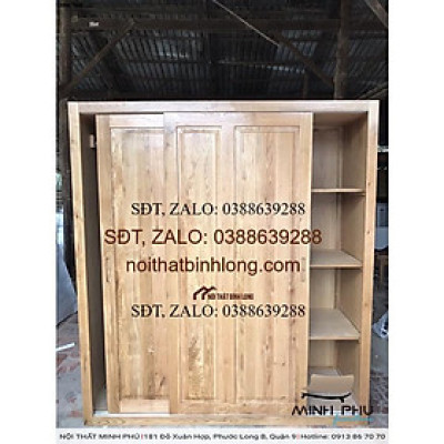 Tủ áo cánh lùa gỗ sồi mỹ kiểu 2 cánh không hộc kéo