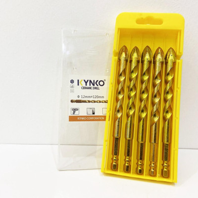 MŨI KHOAN KÍNH - GẠCH MEN 4 CẠNH, CHÂN LỤC GIÁC ĐƯỜNG KÍNH PHI Ø 12 DÀI 120MM KYNKO MKKGM- 12120 (VỈ 5 CHIẾC)