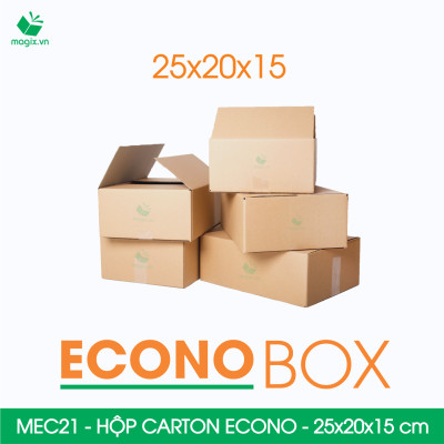 MEC21 - 25x20x15 cm - Combo 60 thùng hộp carton trơn siêu tiết kiệm ECONO