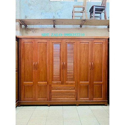 tủ áo 6 cánh gỗ xoan đào