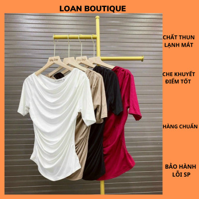 ÁO TRỄ VAI RÚM EO CỘC TAY CHẤT THUN LẠNH MỀM MÁT_LOAN BOUTIQUE