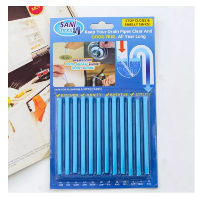 Vỉ que thông cống tiện ích, mỗi vỉ 12 que,que thông tắc khử mùi cống - bồn cầu - bồn rửa mặt (Màu ngẫu nhiên)