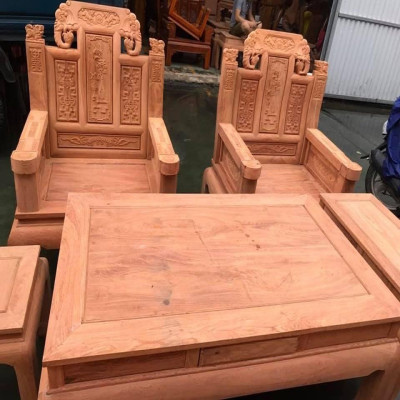 Bộ Bàn Ghế Âu Á Chương Voi Tay Như Ý Gỗ Hương Đá