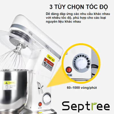 Máy trộn bột, đánh kem 10 lít chuyên nghiệp 3 trong 1 - Dòng công nghiệp. Thương hiệu Mỹ cao cấp Septree - B10SS và B10. Hàng chính hãng