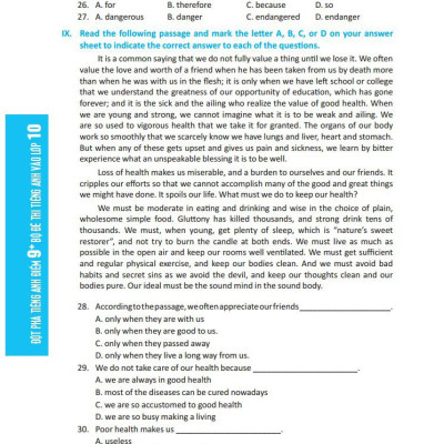 Đột Phá Điểm 9+ Tiếng Anh - Bộ Đề Thi Tiếng Anh Vào Lớp 10 - Có Đáp Án