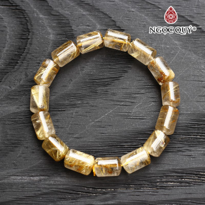 Vòng tay thạch anh tóc vàng đốt trúc mệnh thủy, kim - Ngọc Quý