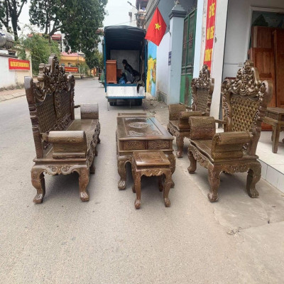 Bàn Ghế Hoàng Gia Gỗ Mun Đuôi Công