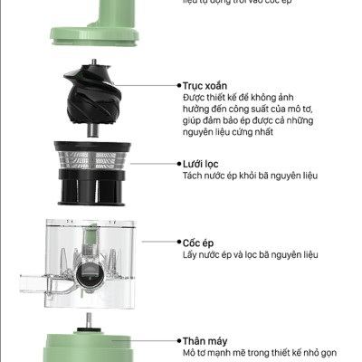 Máy ép tốc độ chậm mini ABG KB-F6B công suất 130W, máy xay hoa quả, trái cây, cầm tay nhỏ gọn, tiện lợi - Hàng chính hãng