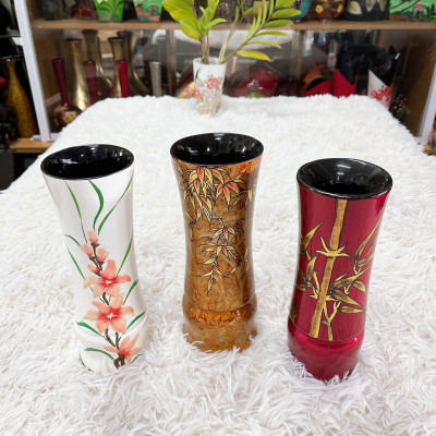 BÌnh hoa sơn mài - Bình mắt tre Cao Cấp thích hợp cắm hoa, trang trí kệ, bàn làm việc, quà tặng ý nghĩa