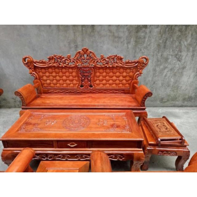 Bàn Ghế Luois Hoàng Gia gỗ Xà Cừ Đỏ