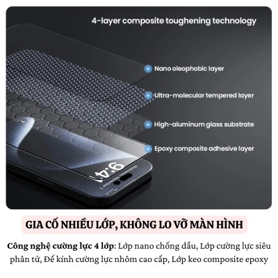 Cường lực chống nhìn trộm Full viền kèm khung cho iPhone 16 Pro Max / 16 Pro hiệu Nillkin Guardian Phủ Nano, vát cạnh 2.5D, lớp Olephobic - Hàng nhập khẩu