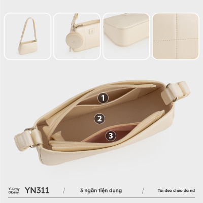 Túi Yuumy ( Thời trang nữ hiện đại kèm ví mini size 24 - Túi đeo chéo da Glossy YN311 )